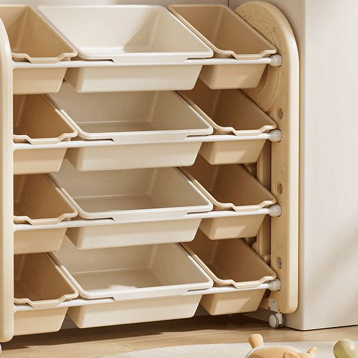 Contemporary Creative Oval Environmentally Friendly HDPE Movable Kids Storage Shelf 4-Tier For Living Room