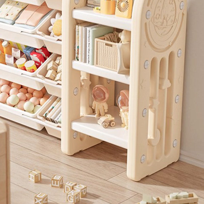 Contemporary Creative Oval Environmentally Friendly HDPE Movable Kids Storage Shelf 4-Tier For Living Room