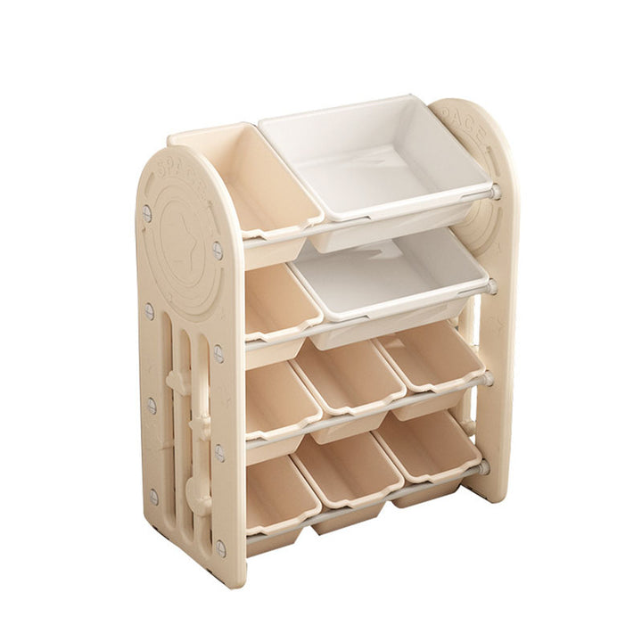 Contemporary Creative Oval Environmentally Friendly HDPE Movable Kids Storage Shelf 4-Tier For Living Room