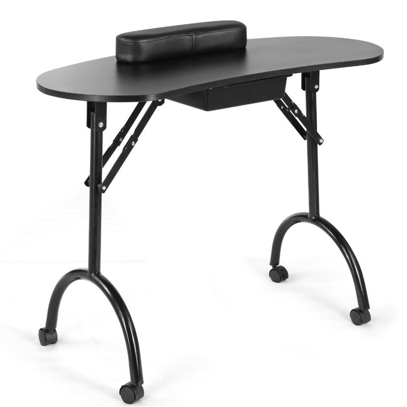 Modern Minimalist Oval Stainless Steel MDF Nail Desk 1-Drawer For Bedroom