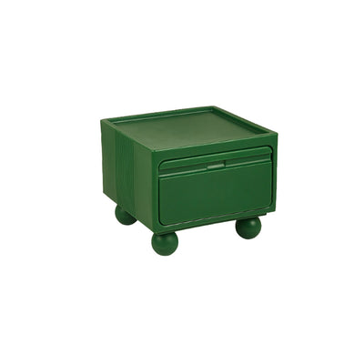 Contemporary Scandinavian PE ABS Square Nightstand 1-Drawer For Bedroom