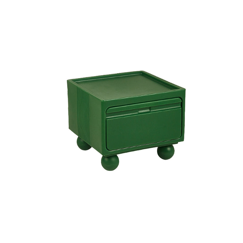 Contemporary Scandinavian PE ABS Square Nightstand 1-Drawer For Bedroom
