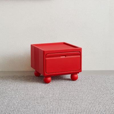 Contemporary Scandinavian PE ABS Square Nightstand 1-Drawer For Bedroom