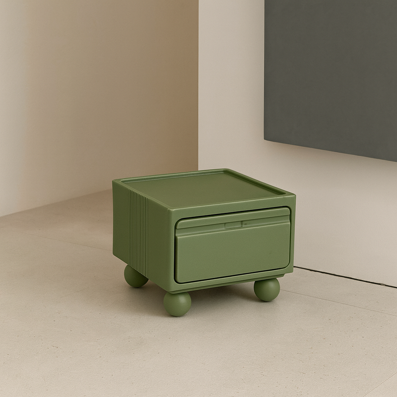 Contemporary Scandinavian PE ABS Square Nightstand 1-Drawer For Bedroom