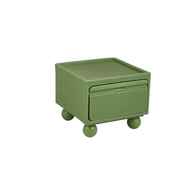 Contemporary Scandinavian PE ABS Square Nightstand 1-Drawer For Bedroom