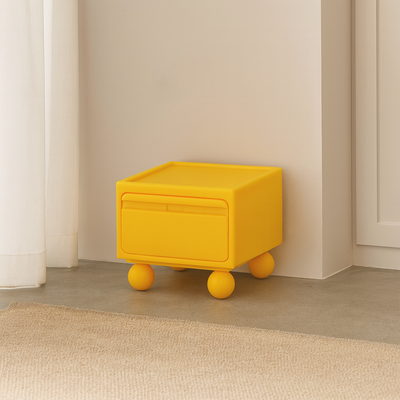 Contemporary Scandinavian PE ABS Square Nightstand 1-Drawer For Bedroom