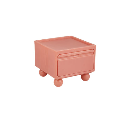 Contemporary Scandinavian PE ABS Square Nightstand 1-Drawer For Bedroom