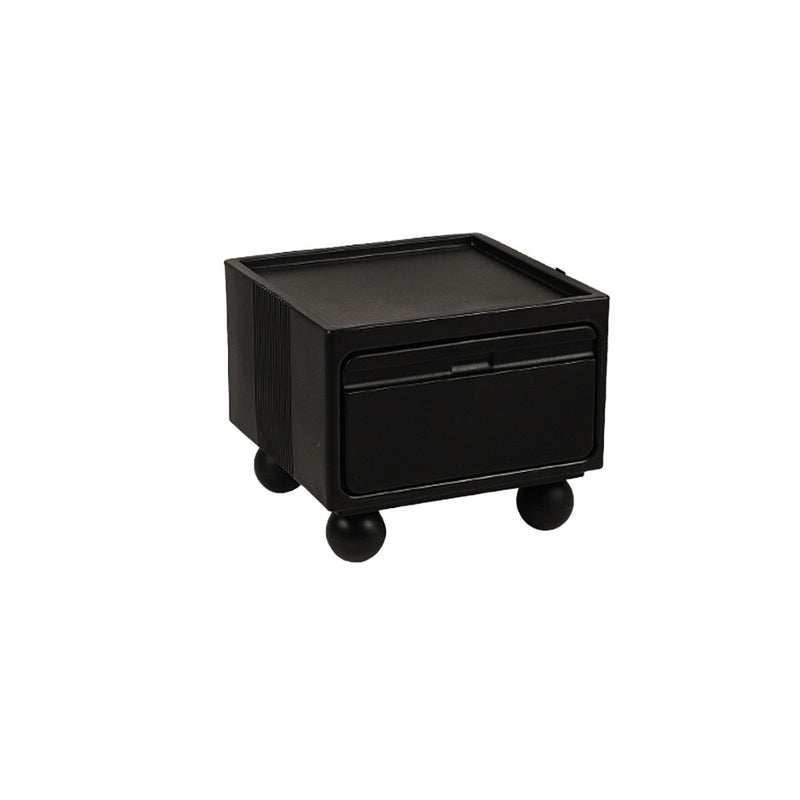 Contemporary Scandinavian PE ABS Square Nightstand 1-Drawer For Bedroom