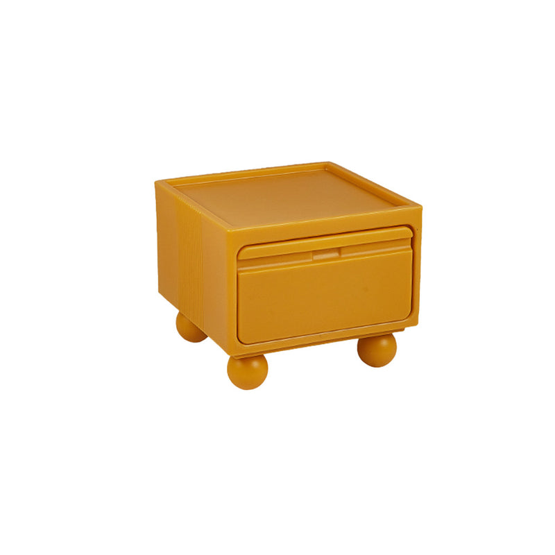 Contemporary Scandinavian PE ABS Square Nightstand 1-Drawer For Bedroom