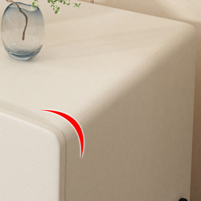 Modern Minimalist Wood Microfiber Leather Iron Square Nightstand 2-Drawer For Bedroom