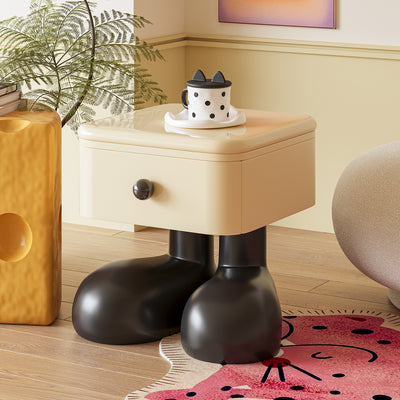 Modern Art Deco Wood MDF Kids Square Nightstand 1-Drawer For Bedroom