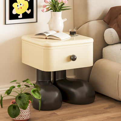 Modern Art Deco Wood MDF Kids Square Nightstand 1-Drawer For Bedroom