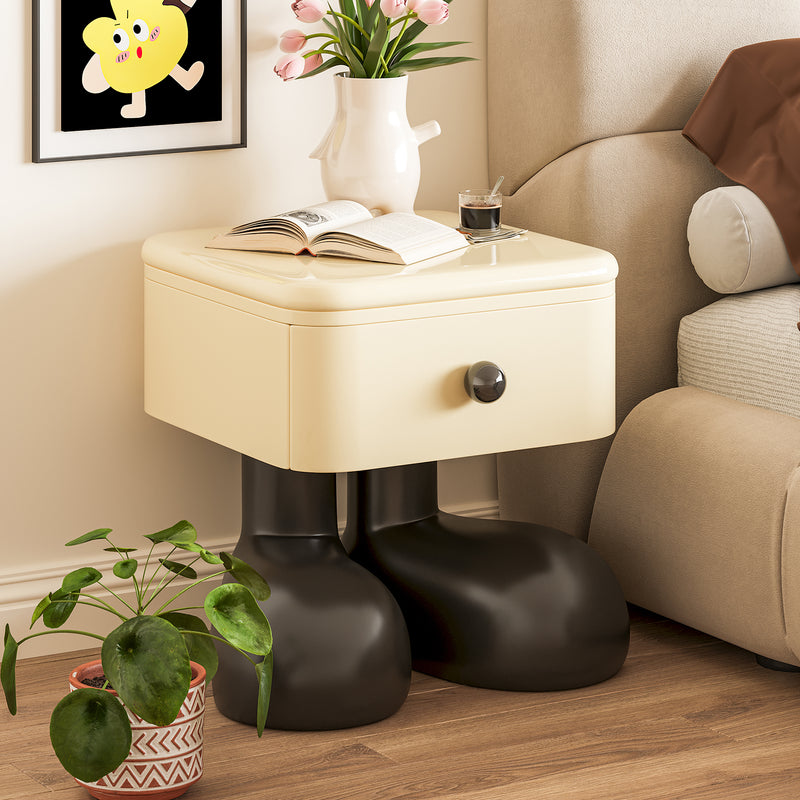 Modern Art Deco Wood MDF Kids Square Nightstand 1-Drawer For Bedroom