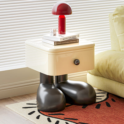 Modern Art Deco Wood MDF Kids Square Nightstand 1-Drawer For Bedroom