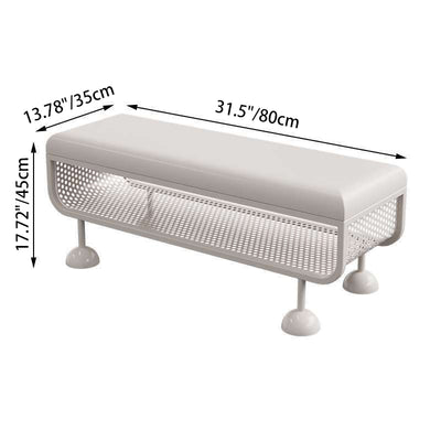 Modern Minimalist Iron Microfiber Leather Rectangular Shoe Bench 1-Tier For Entryways