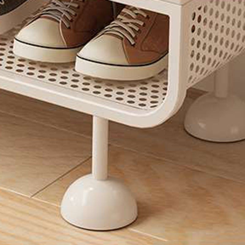 Modern Minimalist Iron Microfiber Leather Rectangular Shoe Bench 1-Tier For Entryways