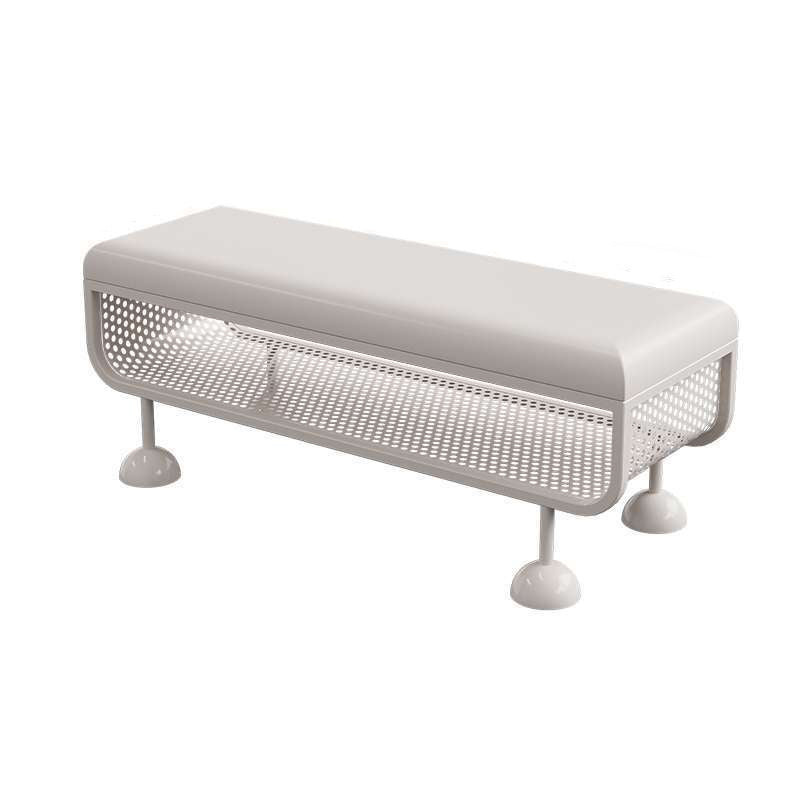 Modern Minimalist Iron Microfiber Leather Rectangular Shoe Bench 1-Tier For Entryways