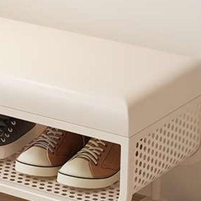 Modern Minimalist Iron Microfiber Leather Rectangular Shoe Bench 1-Tier For Entryways