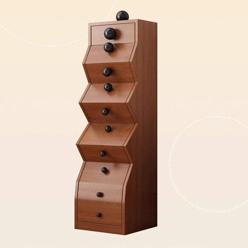 Contemporary Retro Wood Irregular Rectangle Storage Cabinet 5-Drawer For Living Room