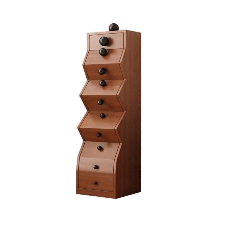 Contemporary Retro Wood Irregular Rectangle Storage Cabinet 5-Drawer For Living Room