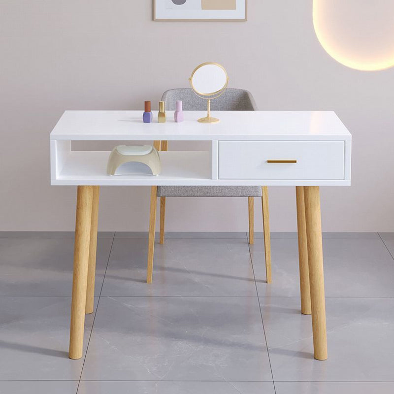 Modern Minimalist Wood Particle Board Rectangular Nail Desk 2-Cabinet For Bedroom