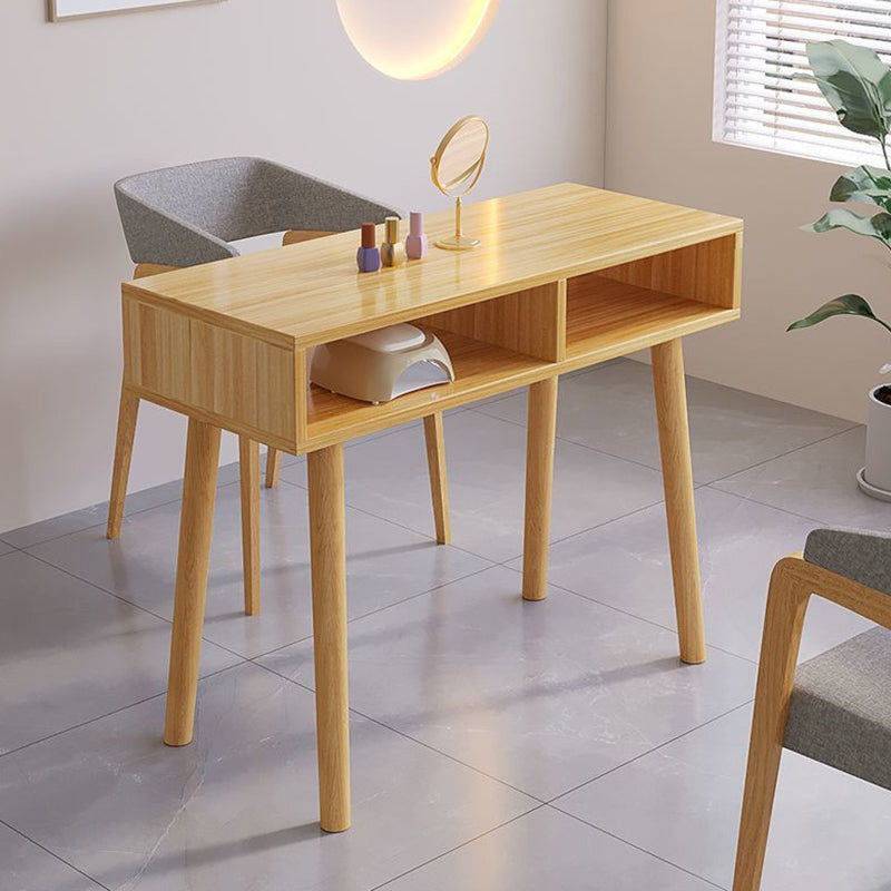Modern Minimalist Wood Particle Board Rectangular Nail Desk 2-Cabinet For Bedroom