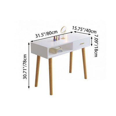 Modern Minimalist Wood Particle Board Rectangular Nail Desk 2-Cabinet For Bedroom