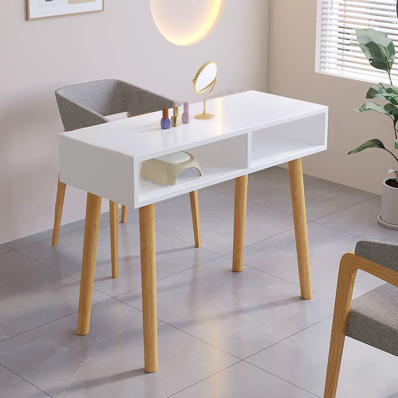 Modern Minimalist Wood Particle Board Rectangular Nail Desk 2-Cabinet For Bedroom