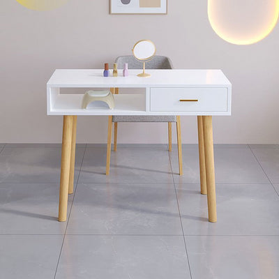 Modern Minimalist Wood Particle Board Rectangular Nail Desk 2-Cabinet For Bedroom