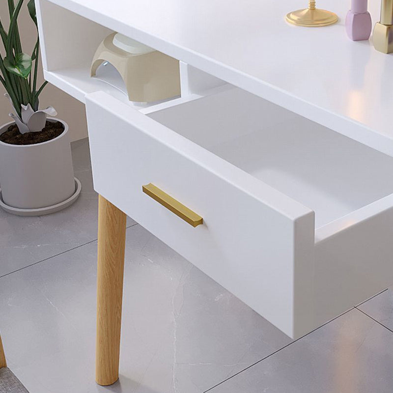 Modern Minimalist Wood Particle Board Rectangular Nail Desk 2-Cabinet For Bedroom
