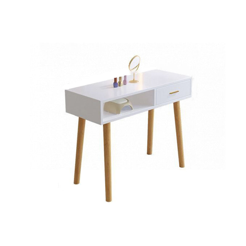 Modern Minimalist Wood Particle Board Rectangular Nail Desk 2-Cabinet For Bedroom