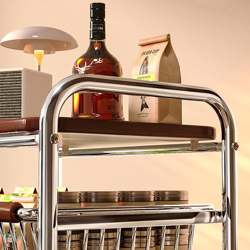 Modern Minimalist MDF Steel Rectangular Movable Shelf Side Table 5-Tier For Living Room