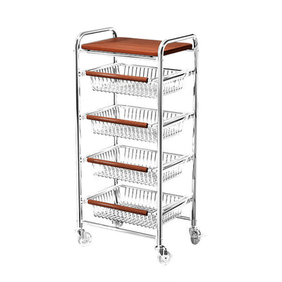 Modern Minimalist MDF Steel Rectangular Movable Shelf Side Table 5-Tier For Living Room