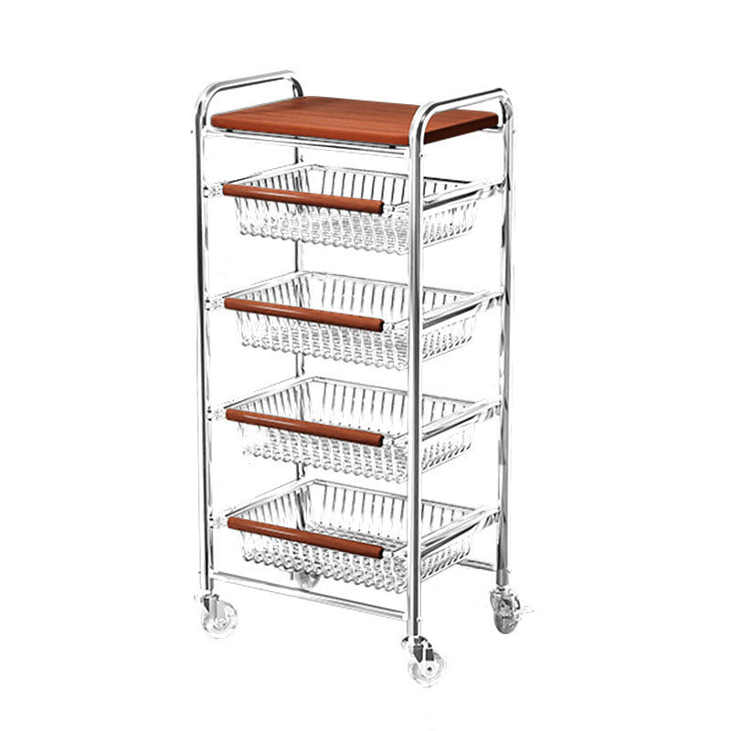Modern Minimalist MDF Steel Rectangular Movable Shelf Side Table 5-Tier For Living Room