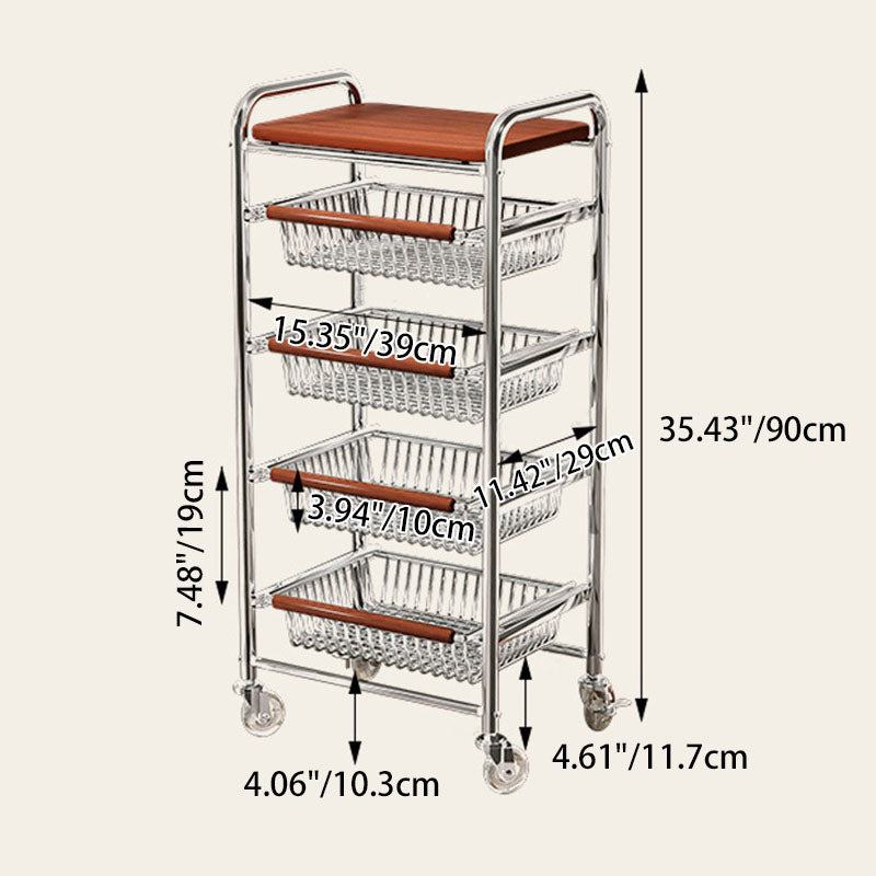 Modern Minimalist MDF Steel Rectangular Movable Shelf Side Table 5-Tier For Living Room