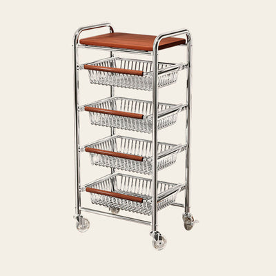 Modern Minimalist MDF Steel Rectangular Movable Shelf Side Table 5-Tier For Living Room