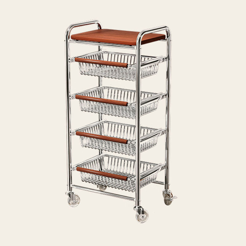 Modern Minimalist MDF Steel Rectangular Movable Shelf Side Table 5-Tier For Living Room