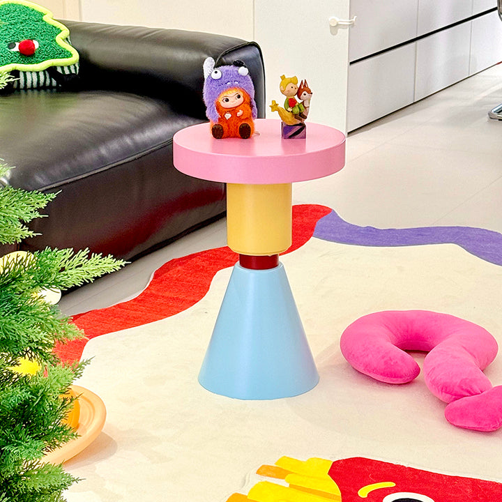 Contemporary Creative Plywood Round Kids End Table 1-Tier For Living Room