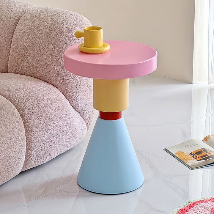 Contemporary Creative Plywood Round Kids End Table 1-Tier For Living Room