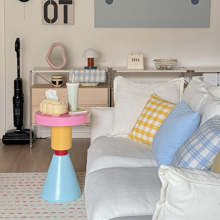 Contemporary Creative Plywood Round Kids End Table 1-Tier For Living Room