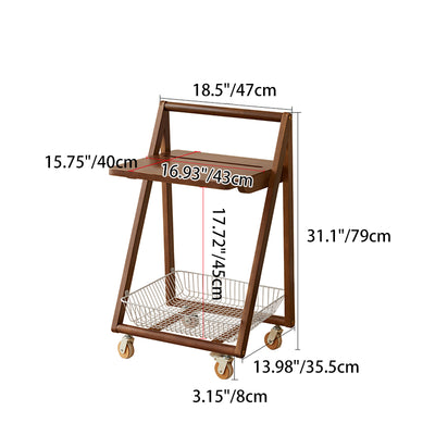 Contemporary Retro Wood Iron Square Movable End Table 2-Tier For Living Room