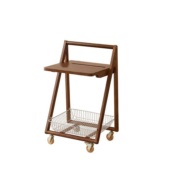 Moderner retro Beistelltisch aus Massivholz und Eisen, quadratisch, beweglich, 2 Ebenen, für das Wohnzimmer 