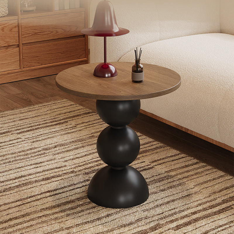 Contemporary Retro Plywood Carbon Steel Round End Table 1-Tier For Living Room