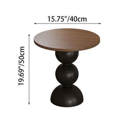 Contemporary Retro Wood Carbon Steel Round End Table 1-Tier For Living Room