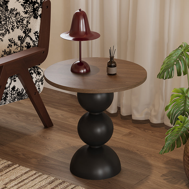 Contemporary Retro Plywood Carbon Steel Round End Table 1-Tier For Living Room