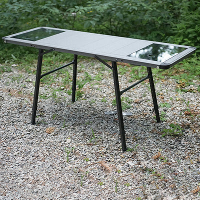 Modern Minimalist Aluminum Nylon Rectangular Height Adjustable Portable And Modular Outdoor Dining Table 1-Tier For Outdoor Patio