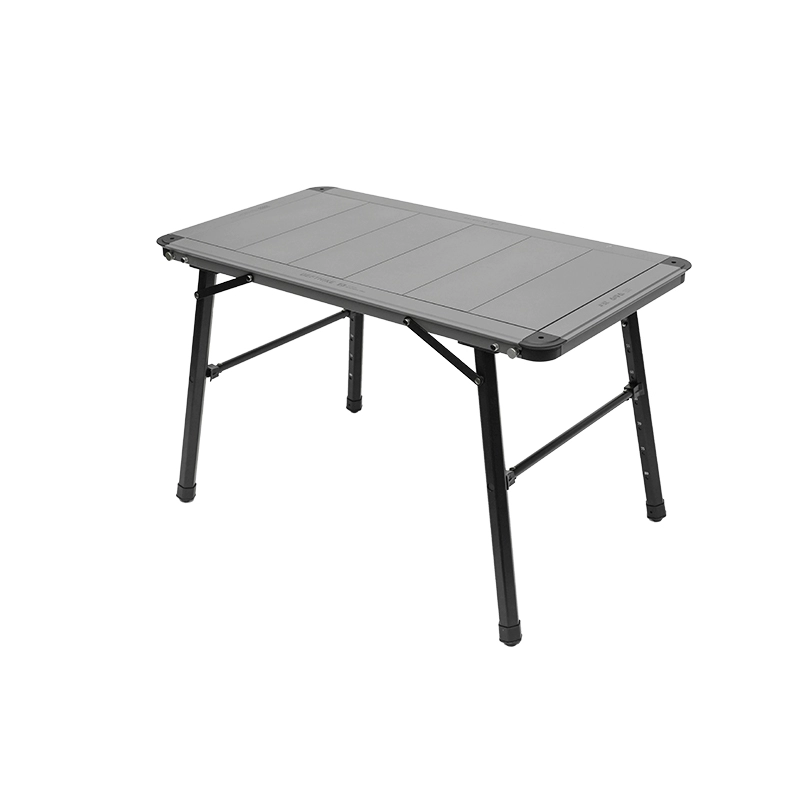 Modern Minimalist Aluminum Nylon Rectangular Height Adjustable Portable And Modular Outdoor Dining Table 1-Tier For Outdoor Patio