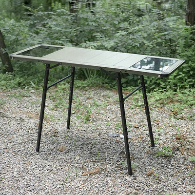 Modern Minimalist Aluminum Nylon Rectangular Height Adjustable Portable And Modular Outdoor Dining Table 1-Tier For Outdoor Patio