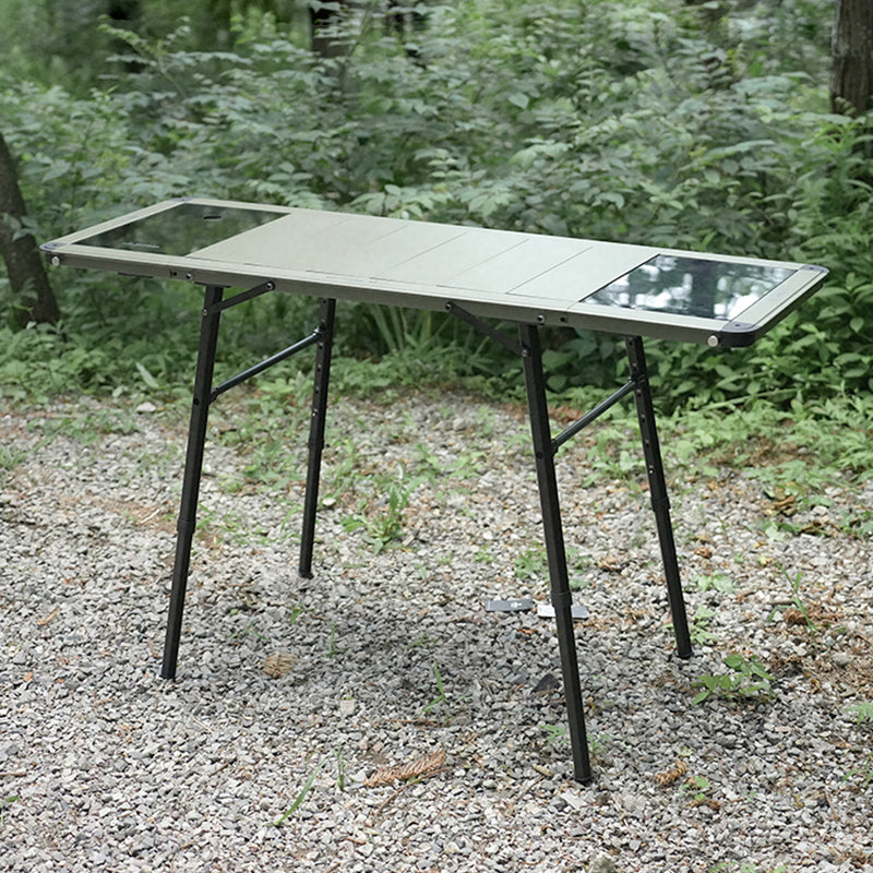 Modern Minimalist Aluminum Nylon Rectangular Height Adjustable Portable And Modular Outdoor Dining Table 1-Tier For Outdoor Patio