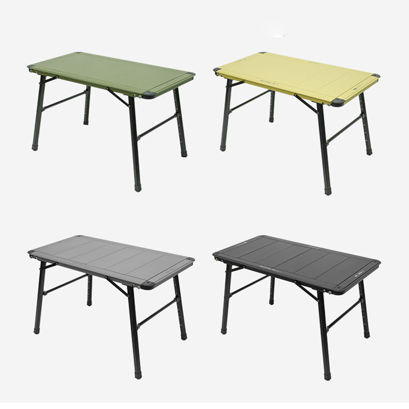 Modern Minimalist Aluminum Nylon Rectangular Height Adjustable Portable And Modular Outdoor Dining Table 1-Tier For Outdoor Patio